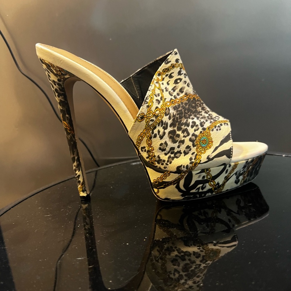 Leopard Print High Heel Mules